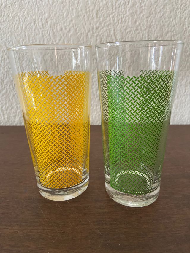 Vasos vintage retro - Amarillo y Verde