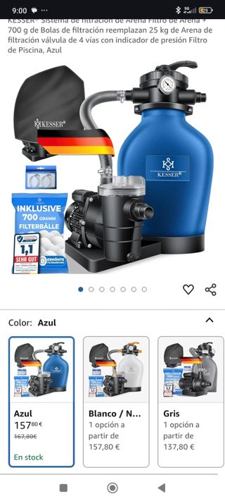 Filtro piscina KESSER azul, sistema filtración