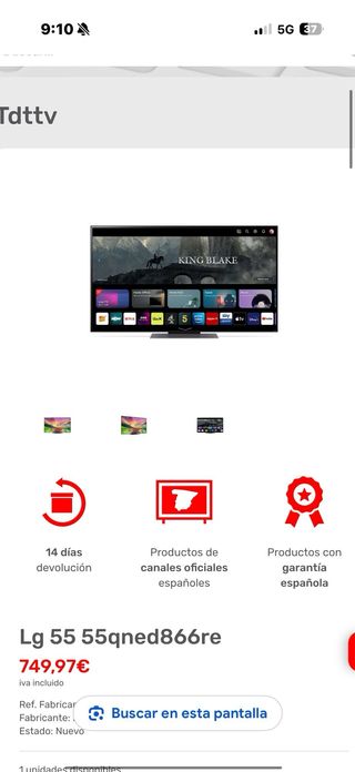 LG 55" 55QNED866RE Smart TV 2023( vendo o cambio)