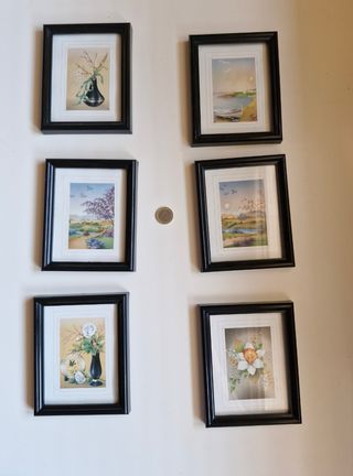 6 mini cuadros paisajes y flores