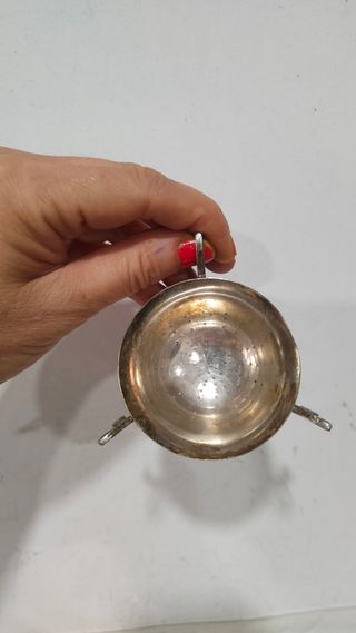 Colador té victoriano inglés antiguo chapado plata