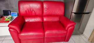 Divano 2 posti in pelle rosso