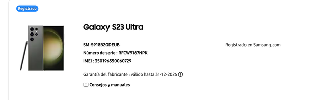 Samsung Galaxy S23 Ultra 8+256 Color verde.