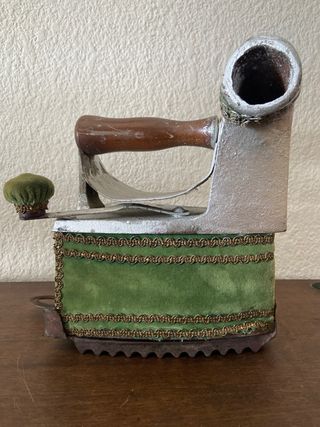 Plancha carbón antigua + soporte