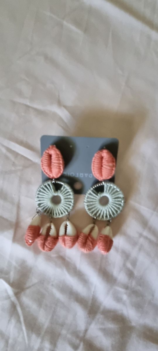 Orecchini corda rosa & bianchi