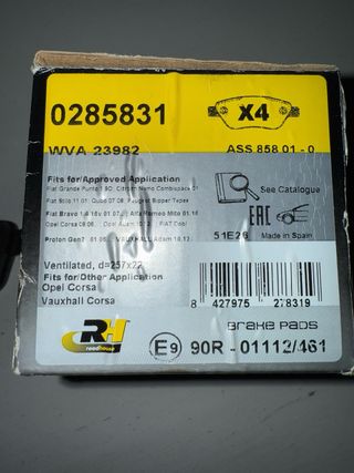Pastillas Freno Nuevas Opel o Fiat