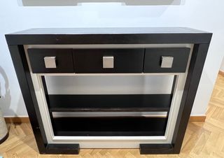 Mueble recibidor con espejo - blanco y negro