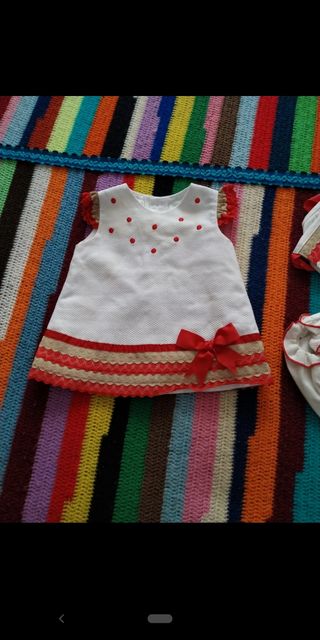 Conjunto bebé niña blanco-rojo