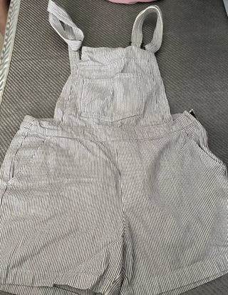 Pantalones cortos con tirantes - blanco y azul