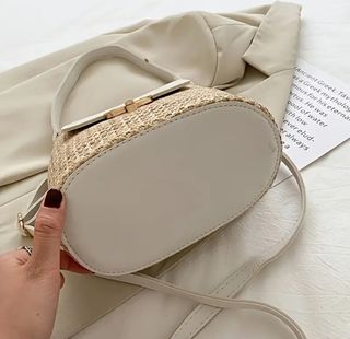 Bolso rafia crema blanco
