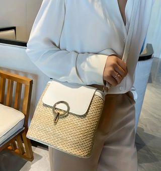 Bolso rafia crema blanco