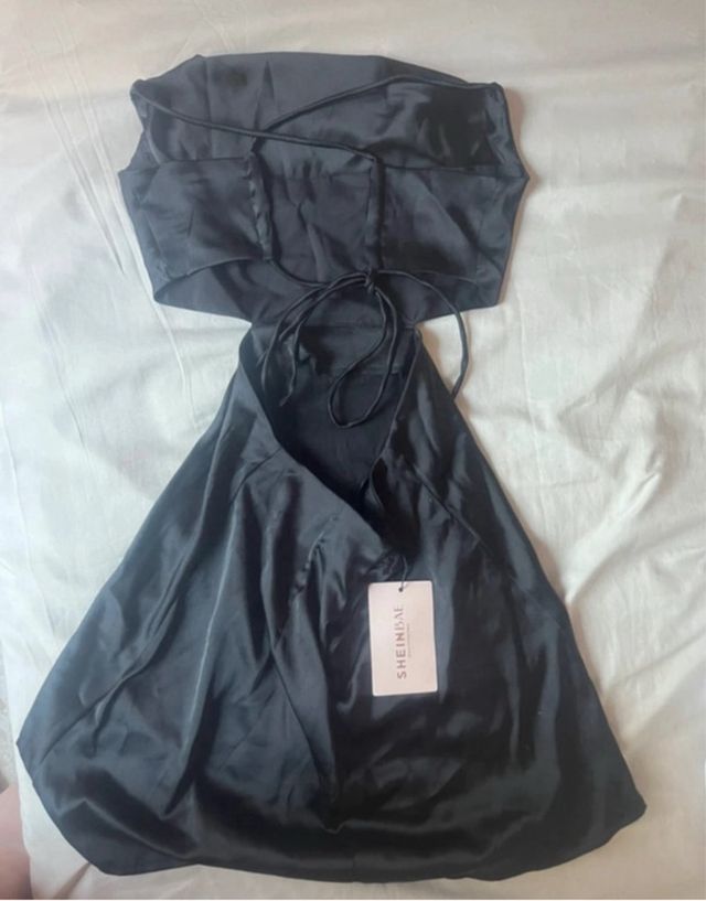 Vestido satén negro - Talla única