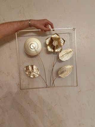 Quadro fiori metallo oro verde