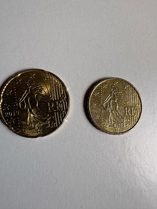 2 Monedas 10 y 20 Cent. Francia 2019, Sembradora