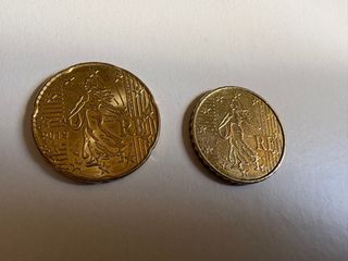 2 Monedas 10 y 20 Cent. Francia 2019, Sembradora