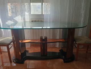 Mesa comedor cristal - madera