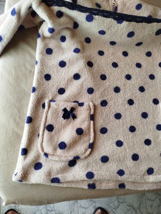Chaqueta pijama lunares M - Beige/Azul