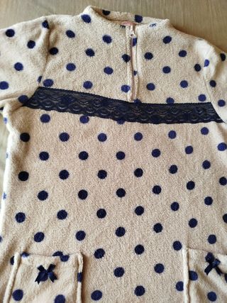 Chaqueta pijama lunares M - Beige/Azul