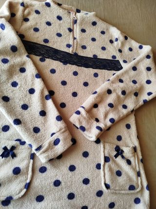 Chaqueta pijama lunares M - Beige/Azul