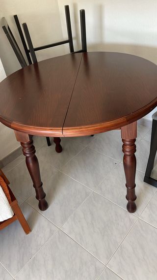 Mesa redonda de madera extensiones a 6 plazas