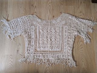 Top crochet beige