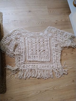 Top crochet beige