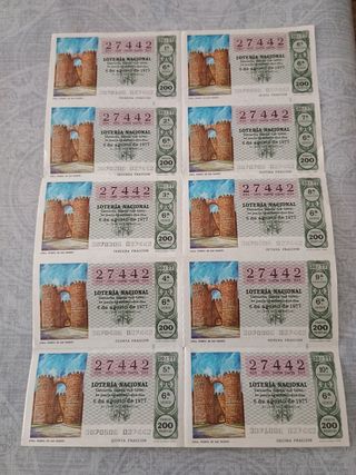 Décimos Lotería Nacional 1977