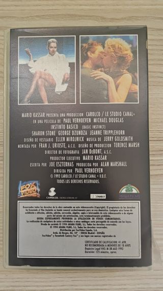 Película VHS Instinto Básico (1992)
