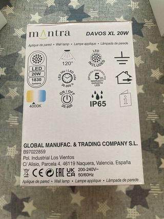 Mantra Davos XL 20W - Aplique Pared