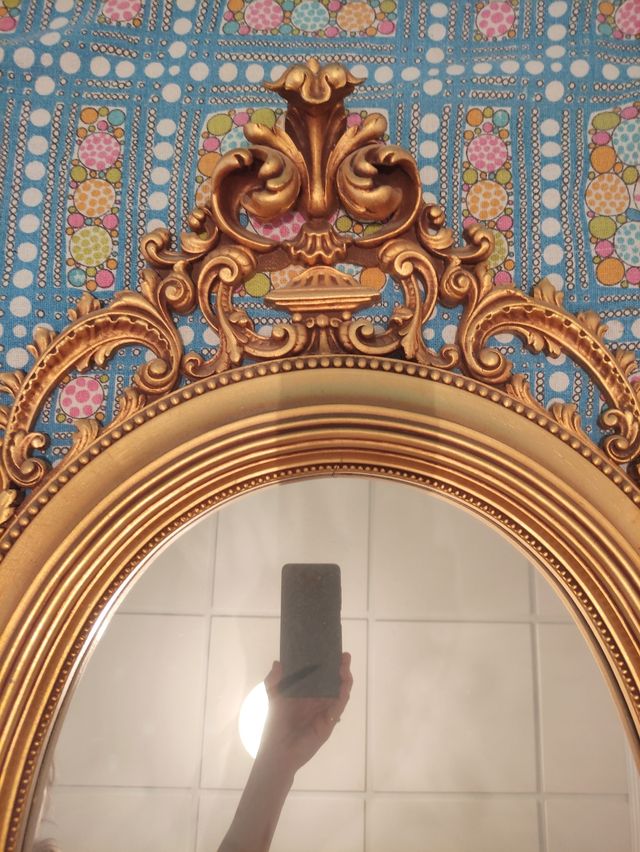 Espejo vintage dorado ovalado 77×112