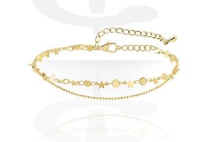 Tobillera dorada estrellas doble 
