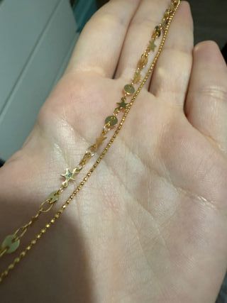 Tobillera dorada estrellas doble 