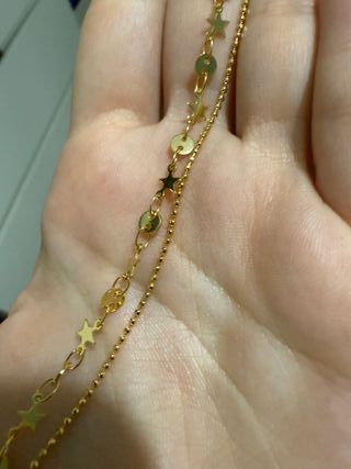 Tobillera dorada estrellas doble 