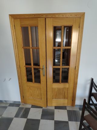 Puertas cristal salón - Madera sin cristal