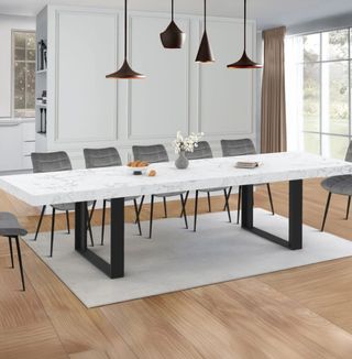 Mesa comedor mármol blanco - negra