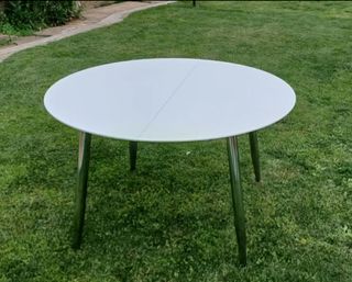 Mesa redonda extensible blanca