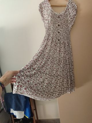 Vestido floral boho - blanco y verde