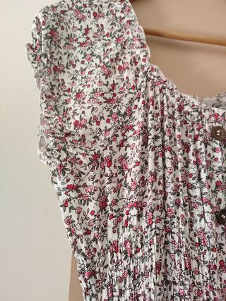 Vestido floral boho - blanco y verde