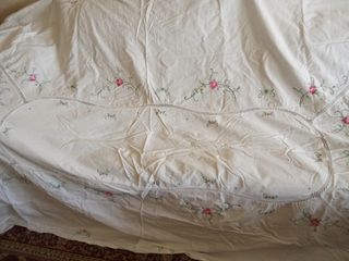 Juego sábanas bordado algodón blanco. Largo 240 cm