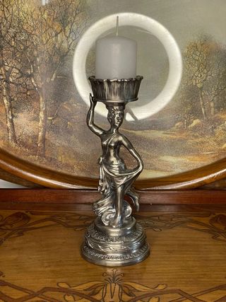 Candelabro metallo argentato stile Art Nouveau