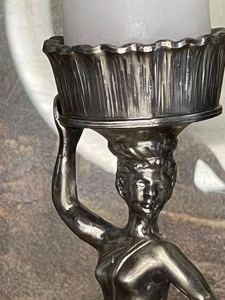 Candelabro metallo argentato stile Art Nouveau