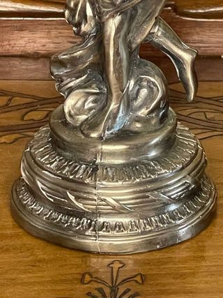 Candelabro metallo argentato stile Art Nouveau