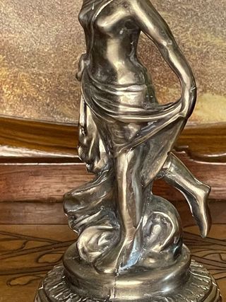 Candelabro metallo argentato stile Art Nouveau