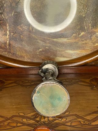 Candelabro metallo argentato stile Art Nouveau