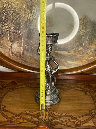 Candelabro metallo argentato stile Art Nouveau