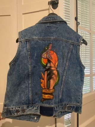 Chaleco vaquero pintado a mano, unisex