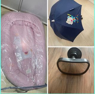 Cojín lactancia, espejo coche & paraguas bebé