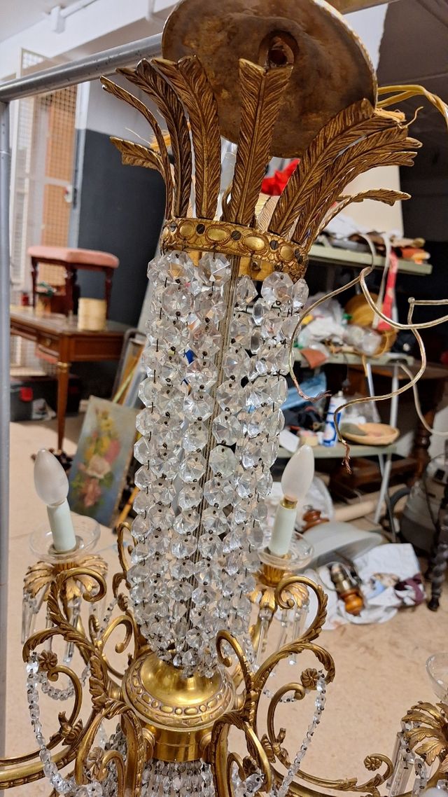 2 lámparas cristal siglo XIX