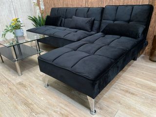 Sofá cama chaise longue negro