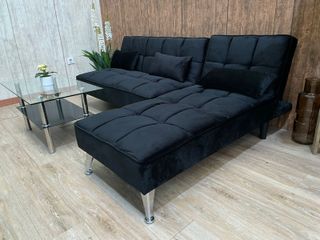 Sofá cama chaise longue negro